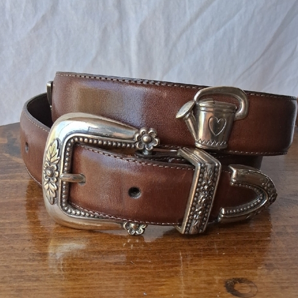 Talbots Accessories - Talbots Vintage Western Brown Leather Belt with Silver Buckle